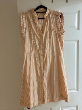Sleeveless Peach-Striped Midi Dress